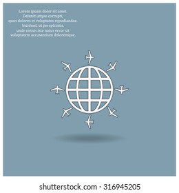 Fashion Icon aircraft around the world. icon. vector design