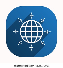 Fashion Icon aircraft around the world. icon. vector design