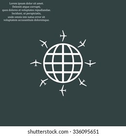 Fashion Icon aircraft around the world. icon. vector design