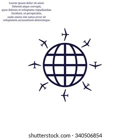 Fashion Icon aircraft around the world. icon. vector design