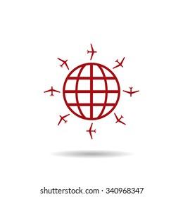 Fashion Icon aircraft around the world. icon. vector design