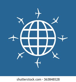 Fashion Icon aircraft around the world icon, vector illustration. Flat design style
