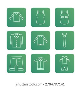 Coleção de conjuntos de ícones de moda. Ilustração de ícone de vetor