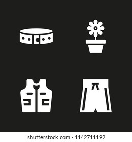 fashion icon set. flower, vest and swimsuit vector icon for graphic design and web