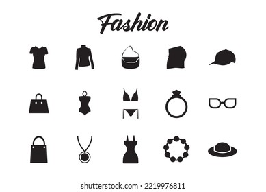 Fashion Icon Set Solid Style,  easy to change color and size