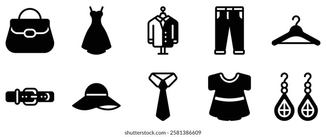 Fashion Icon Set Trendy Solid Style Collection for Style and Elegance