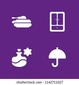 fashion icon set. umbrella, tank and perfume vector icon for graphic design and web