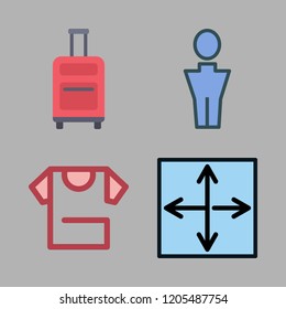 fashion icon set. vector set about man, shirt, suitcase and resizing icons set.