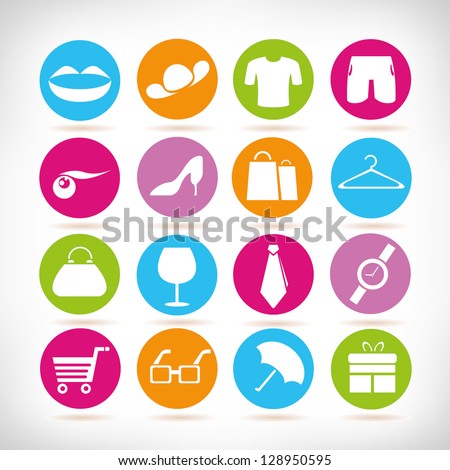 fashion icon set, web application set, button set