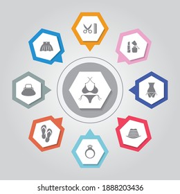 Fashion Icon. Simple flat vector icons set on Gray Radiant background