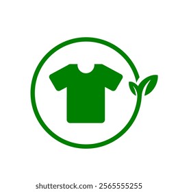 Fashion icon. T-shirt icon green. Promoting green fashion clip art. Recycling clothing. Representing sustainable fashion for bussiness vector illustration