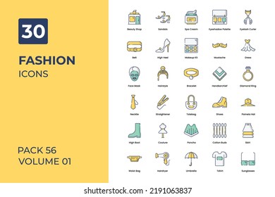 fashion icons collection. Set contains such Icons as t-shirt, ladis dress, fashion design, and more