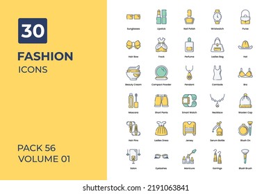 fashion icons collection. Set contains such Icons as t-shirt, ladis dress, fashion design, and more