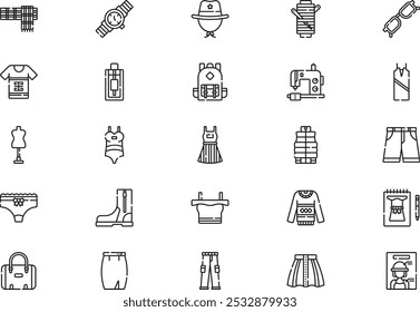 Fashion icons collection is a vector illustration with editable stroke.