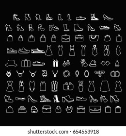 Fashion icons on black background