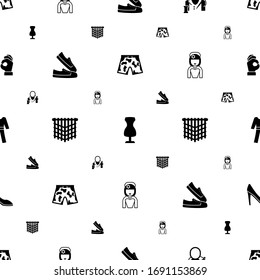 fashion icons pattern seamless. Included editable filled shorts, sewing mannequin, tailor, sneakers, macrame, bride, pyjamas, woman shoes icons. fashion icons for web and mobile.