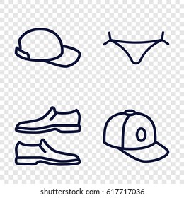 Fashion icons set. set of 4 fashion outline icons such as panties with heart, man shoe