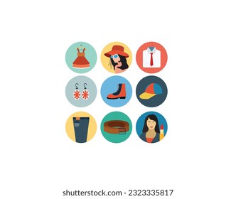 Fashion icons set. Clothing, bold line icons. The illustrations are a vector, editable stroke, 48x48 pixel perfect files. Crafted with precision and eye for quality.