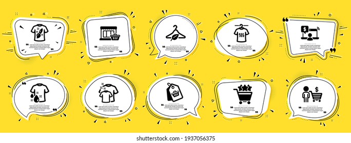 Fashion Icons Set. Included Icon As Dry T-shirt, Sale Tag, Online Shopping Signs. Vector