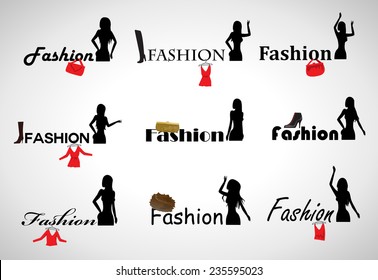 Fashion Icons Set - Isolated On Gray Background - Vector Illustration, Graphic Design Editable For Your Design