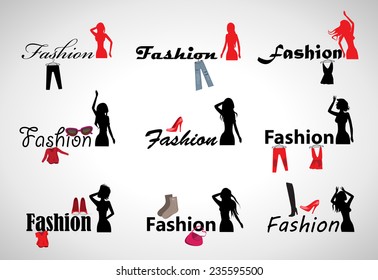 Fashion Icons Set - Isolated On Gray Background - Vector Illustration, Graphic Design Editable For Your Design
