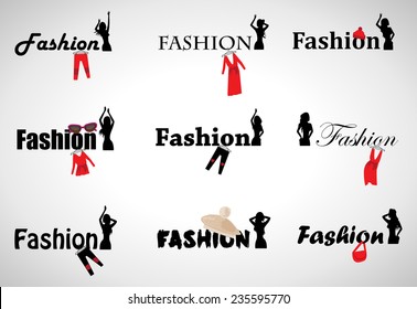 Fashion Icons Set Isolated On Gray Stock Vector (Royalty Free) 235595770