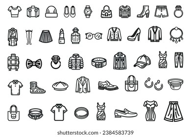 Fashion icons set, thin line style isolated. Vector illustration