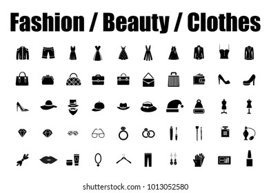fashion icons set. Universal fashion icon to be used in web and mobile UI, fashion basic UI elements set