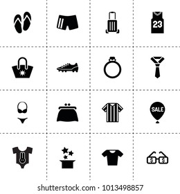 Fashion icons. vector collection filled fashion icons. includes symbols such as tie, luggage, magic hat, baby clothing, sale balloon. use for web, mobile and ui design.