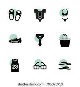 Fashion icons. vector collection filled fashion icons set.. includes symbols such as tie, baby clothing, glasses with dollar sign, sneakers. use for web, mobile and ui design.