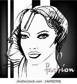 fashion illustrated pretty girl - vector illustration 