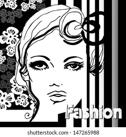 fashion illustrated pretty girl - vector illustration 