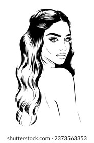 fashion illustration of beautiful young woman