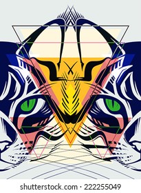 Fashion illustration of cat. 