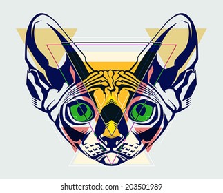 Fashion illustration of cat head