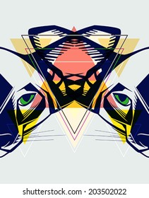 Fashion illustration of cat head