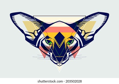 Fashion illustration of cat head
