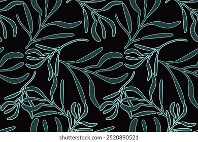 moda, ilustração, colorido, folhagem, banner, bonito, botânico, rabiscar, design, floral, jardim, folha, flor, gráfico, verde, botânica, arte, praia, fundo, abstrato, motivo bordados, geometa