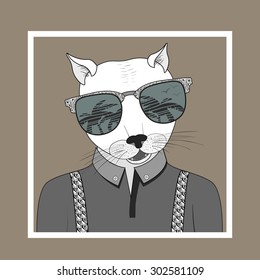 Fashion Illustration of dressed up cat