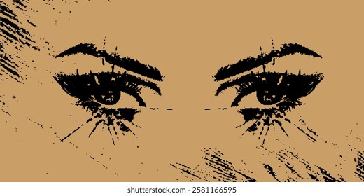 Fashion illustration of the eye. Hand drawn illustration idea for business visit cards, templates, web, salon banners,brochures.