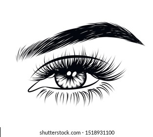 Fashion Illustration Eye Long Full Lashes Stock Vector (Royalty Free ...