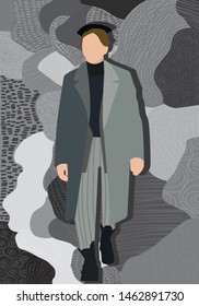 fashion illustration, fashionable guy dressed in autumn clothes