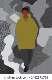 fashion illustration, fashionable guy dressed in autumn clothes