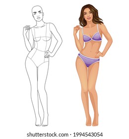 Fashion Illustration Female Figure Body Template For Fashion Design