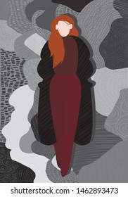 fashion illustration, fashion girl dressed in autumn clothes