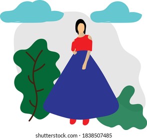 Fashion Illustration of girl Holiday