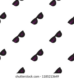 Fashion illustration. Glasses pattern repeat seamless in black color for any design. Vector geometric illustration