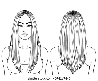 Fashion Illustration Haircut Long Hair Vshape Stock Vector (Royalty ...