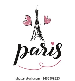 Fashion illustration with hand drawn effect and lettering words paris je'taime lamour. For gashion needs, printing design, stickers, banners