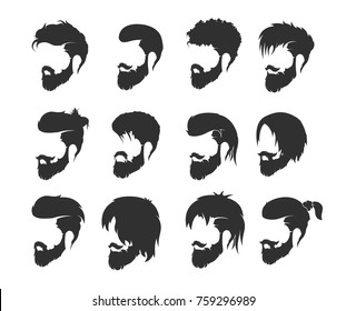 fashion illustration, hand graphics - mens hairstyle with a beard and mustache